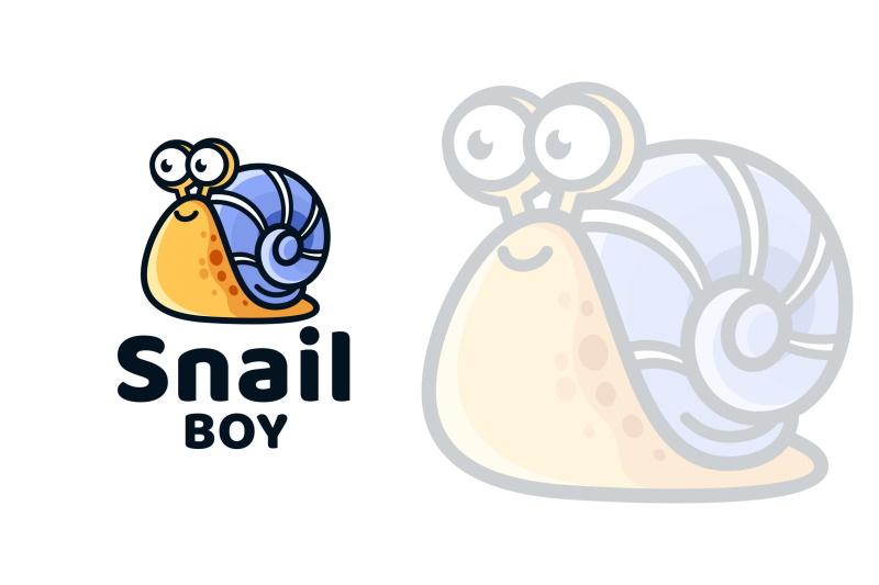 snail-boy-kids-cute-logo-template