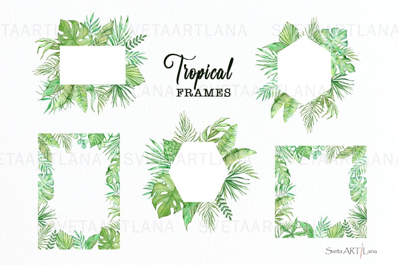 tropical-greenery-jungle-watercolor-frame-clipart
