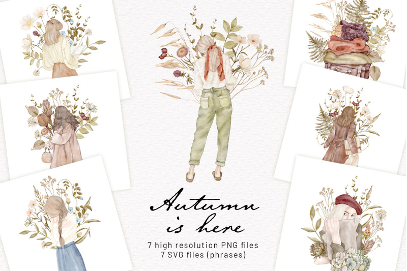 autumn-girl-fall-love-wildflower-leaves-cozy-boho-hello-autumn-card