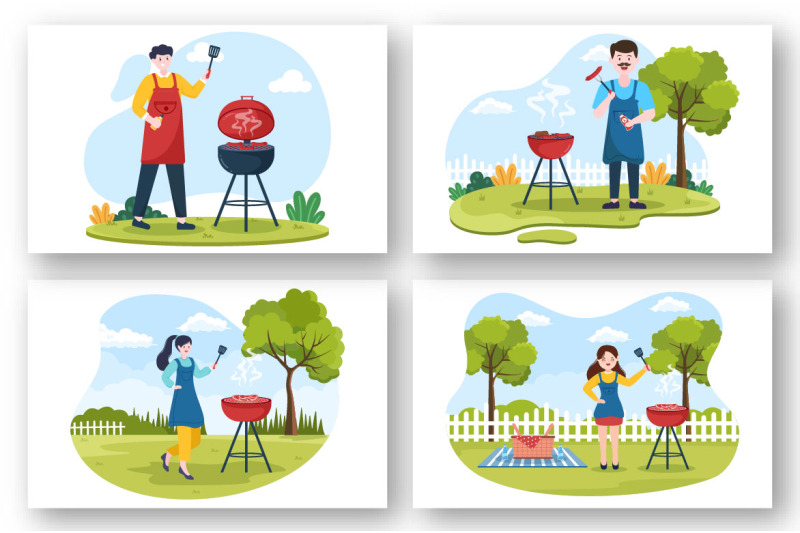 15-bbq-or-barbecue-cartoon-illustration