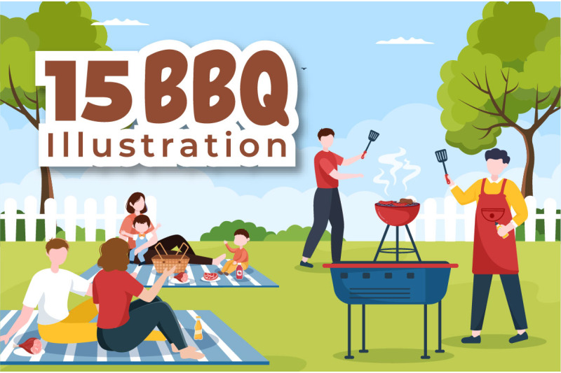 15-bbq-or-barbecue-cartoon-illustration