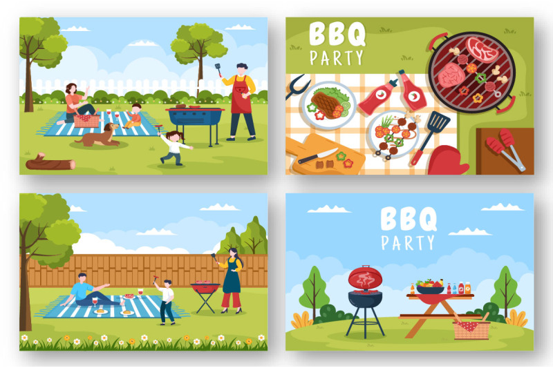 15-bbq-or-barbecue-cartoon-illustration