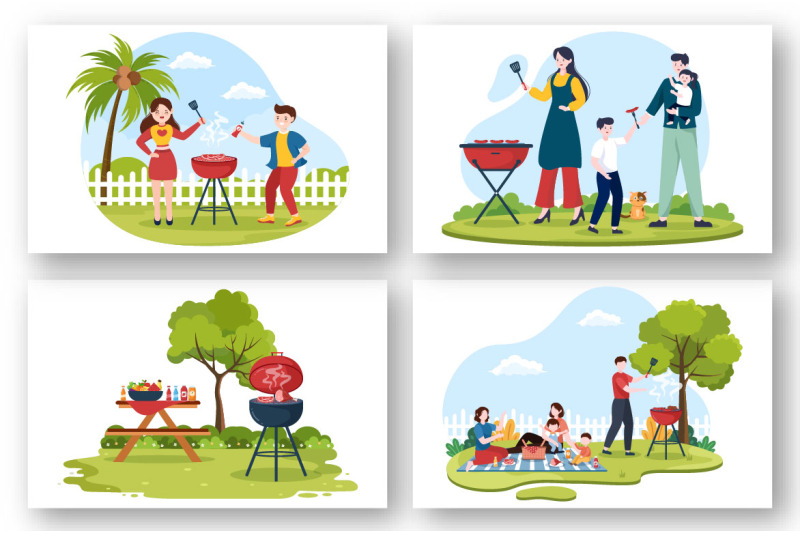 15-bbq-or-barbecue-cartoon-illustration