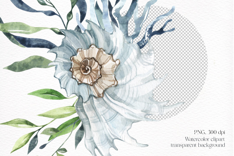 blue-floral-set-nautical-style-wedding-summer-clipart-png
