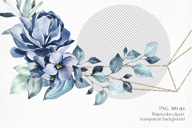 blue-floral-set-nautical-style-wedding-summer-clipart-png