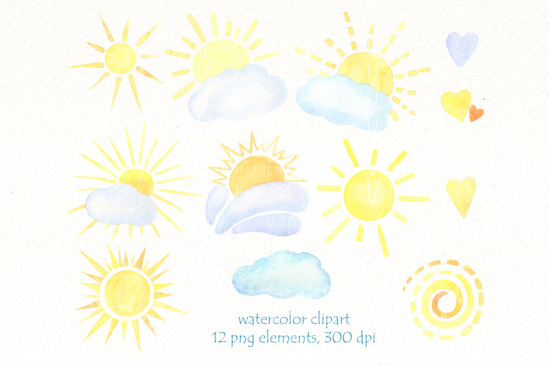 watercolor-sun-png-clipart-summer-clip-art-bundle-cloud