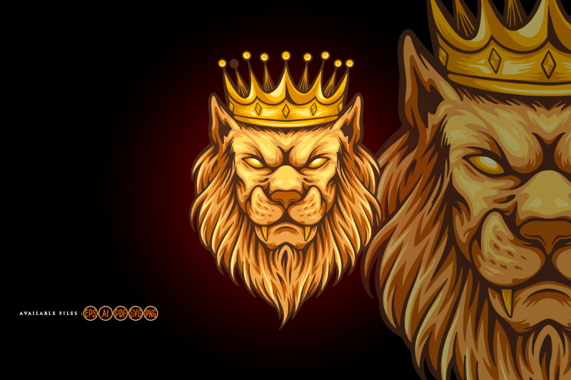 vintage-elegant-lion-king-crown-illustrations