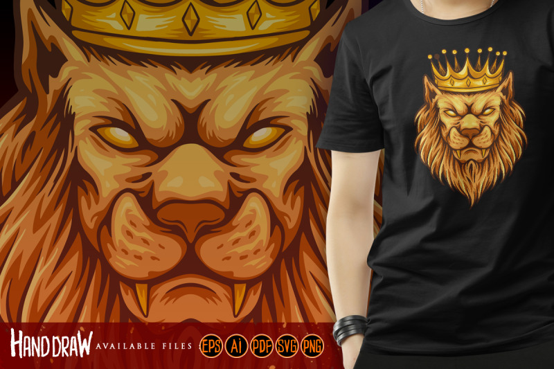 vintage-elegant-lion-king-crown-illustrations