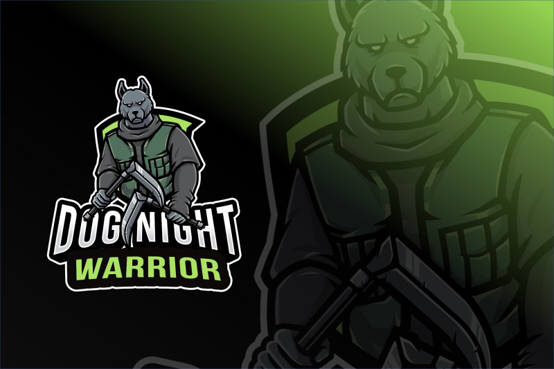 dog-night-warrior-logo-template