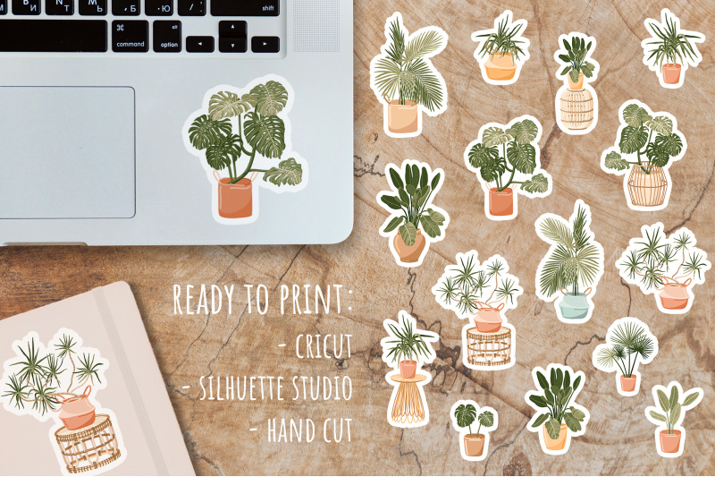 House plants stickers, boho plants, potted plants