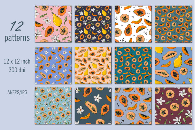 papaya-digital-paper-seamless-patterns