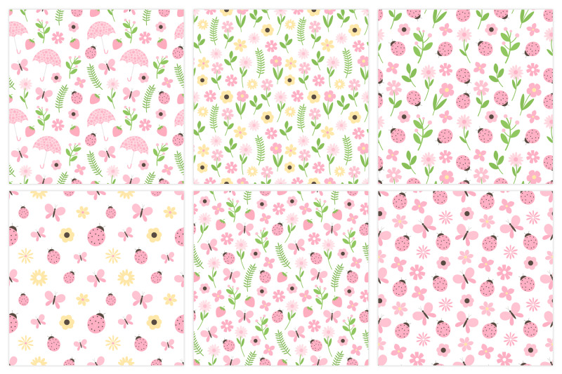 flowers-pattern-ladybug-pattern-summer-pattern