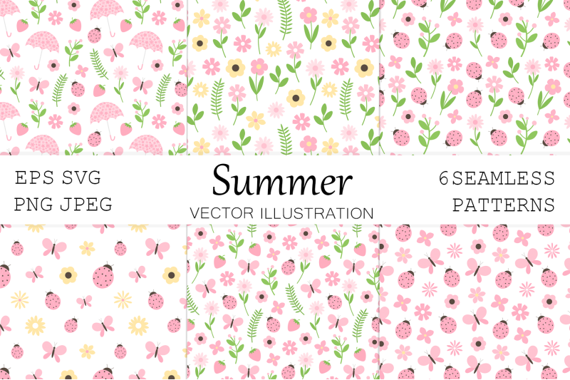 flowers-pattern-ladybug-pattern-summer-pattern