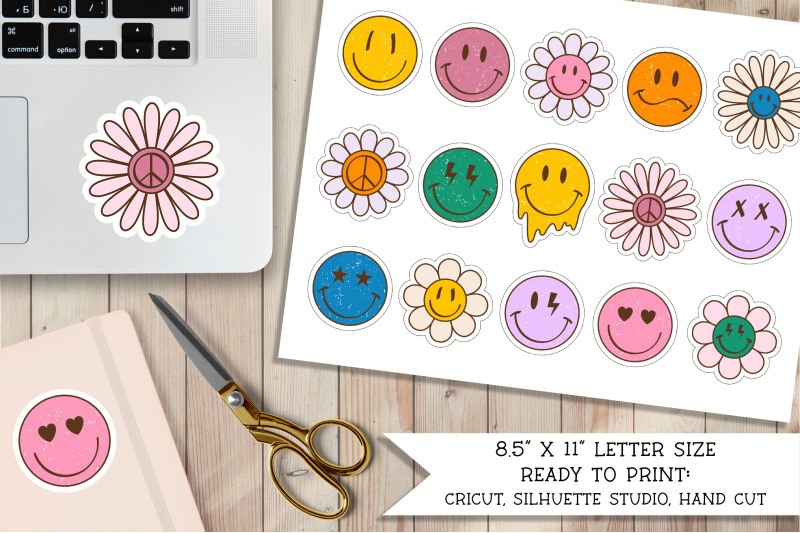 retro-smile-face-sticker-bundle-positive-stickers-in-png