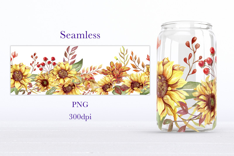 sunflower-glass-can-wrap-fall-sublimation-libbey-can-design