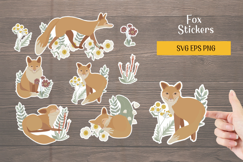 cute-foxes-and-flowers-stickers-printable-stickers-svg