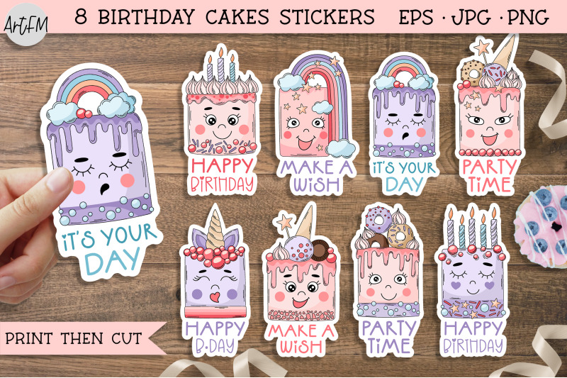 birthday-printable-stickers-kawaii-cakes-sticker-bundle