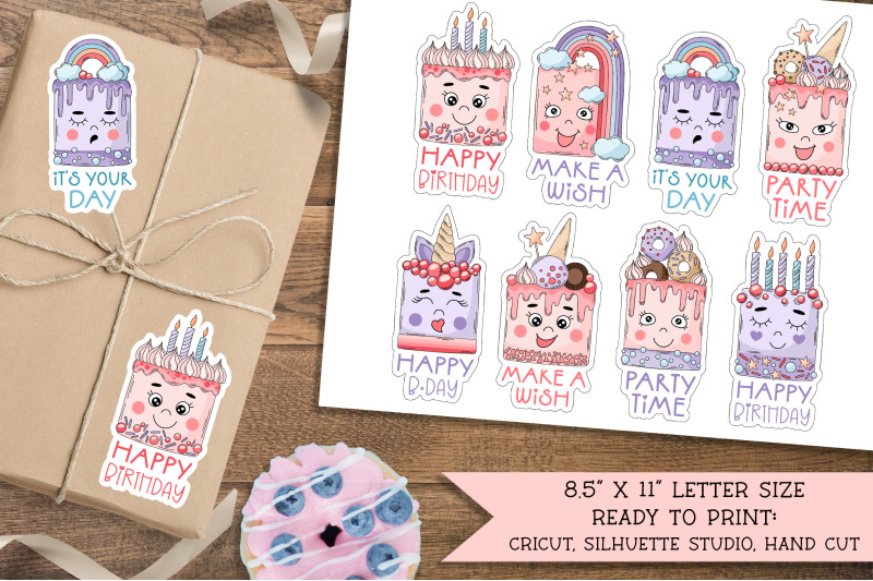 birthday-printable-stickers-kawaii-cakes-sticker-bundle