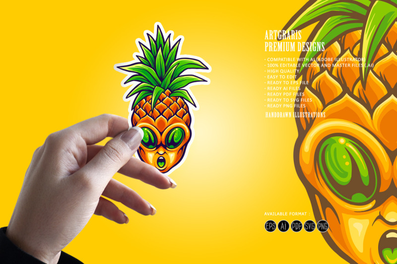 pineapple-fruit-alien-head-cartoon-illustrations