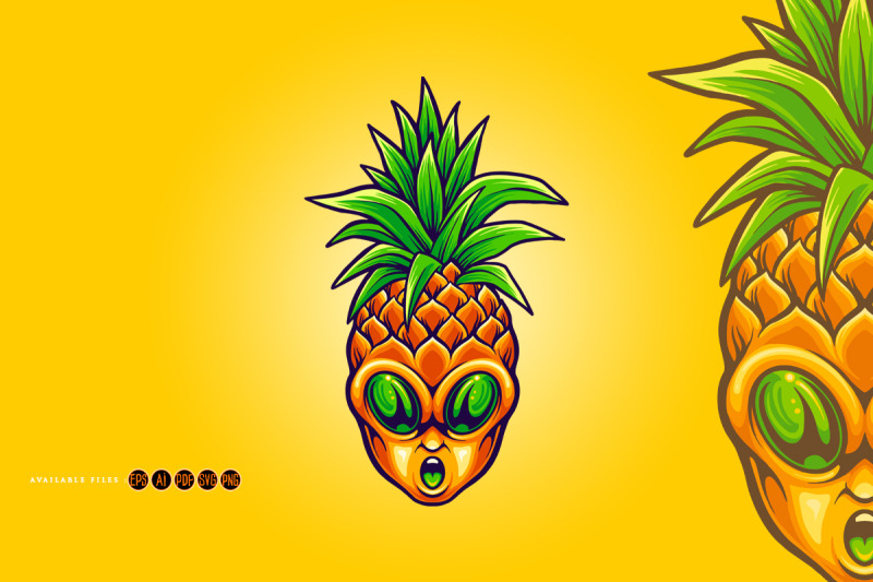 pineapple-fruit-alien-head-cartoon-illustrations