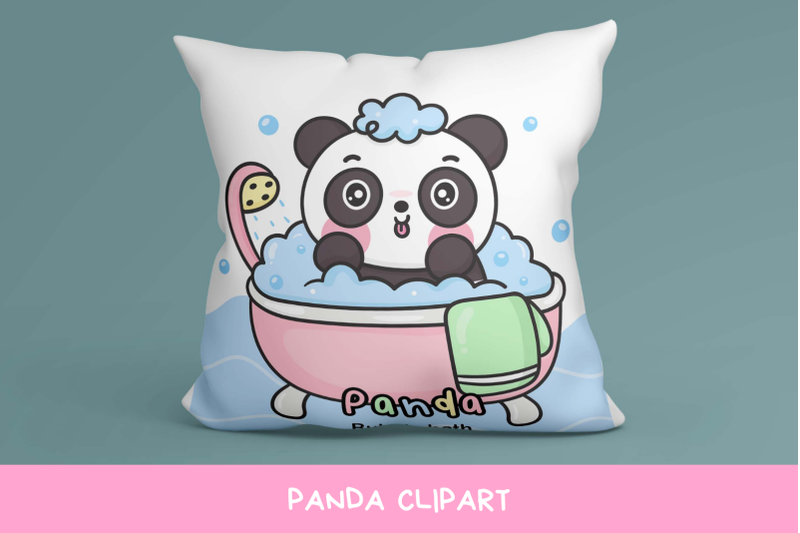 cute-panda-baby-animals-kawaii-clipart-take-a-bath-baby-animal