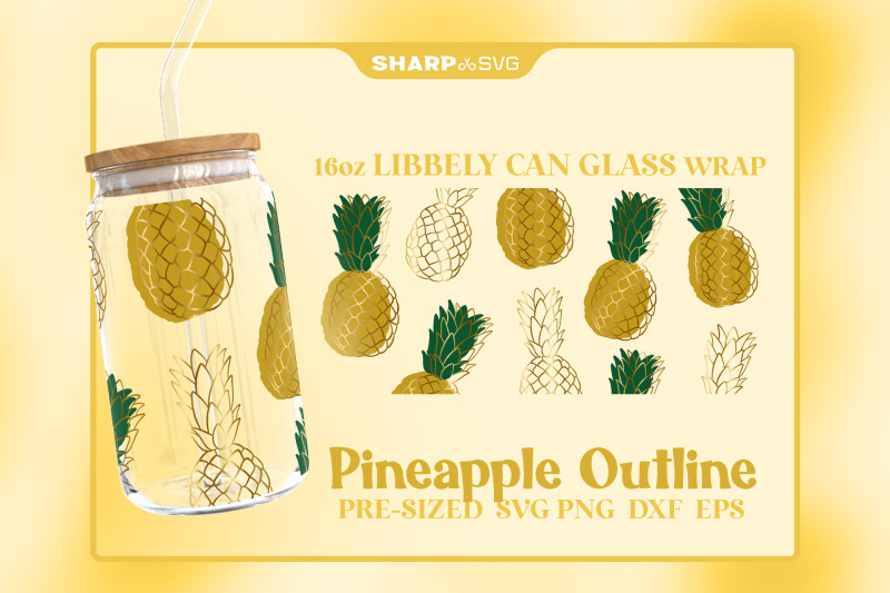 pineapple-outline-svg-can-glass-wrap-svg-16oz-libbey-beer