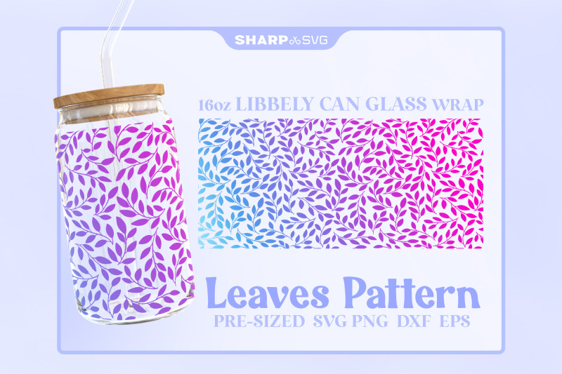 leaves-pattern-svg-can-glass-wrap-svg-16oz-libbey-beer