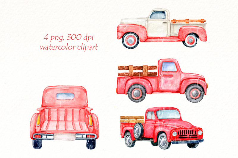 red-truck-png-clipart-watercolor-vintage-pickup-trucks