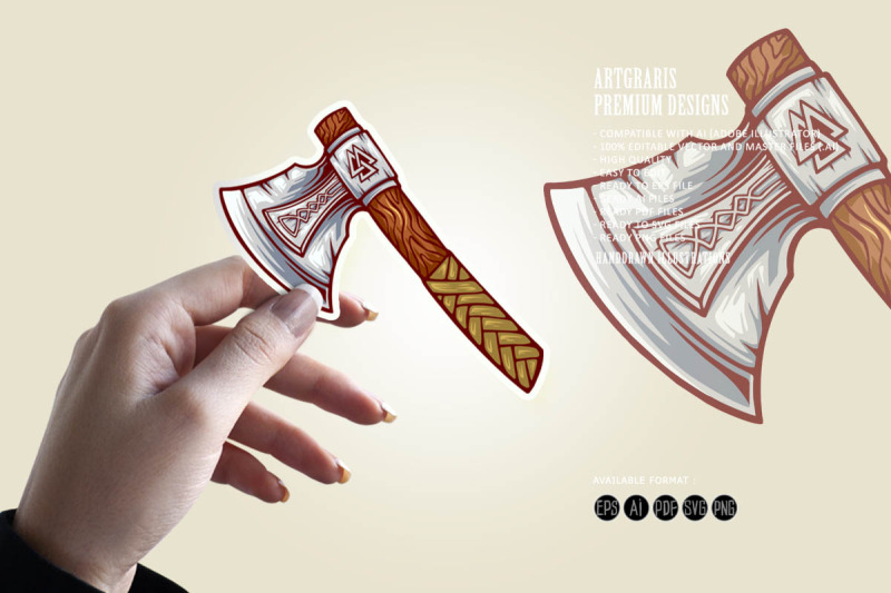 viking-battle-axe-weapon-cartoon-illustrations