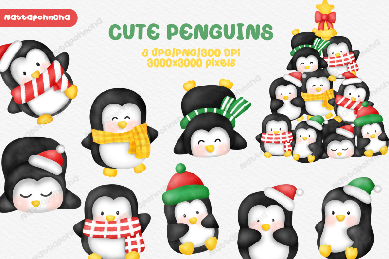 watercolor-cute-penguins