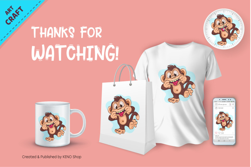 cartoon-mocking-monkey-crafting-sublimation