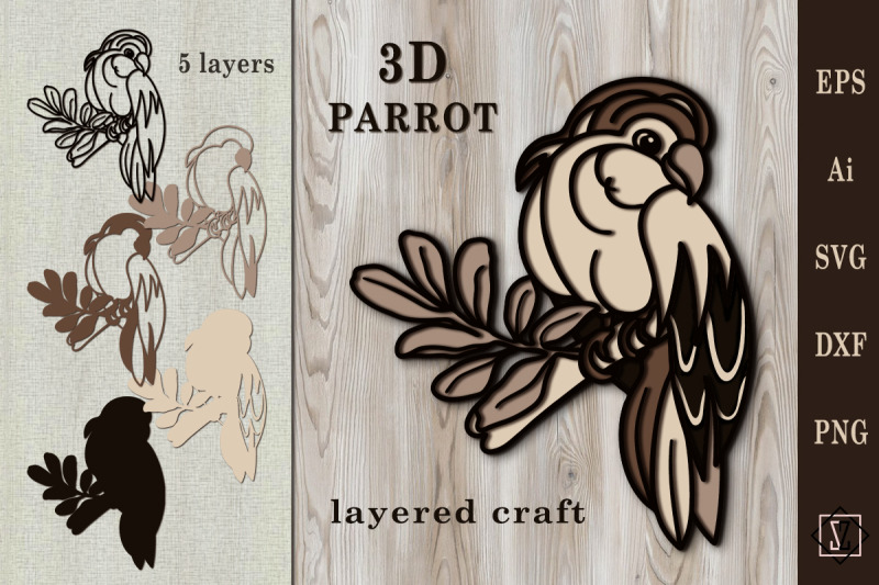 3d-parrot-layered-bird-craft-svg