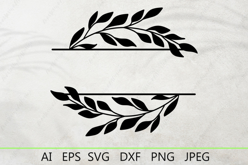 family-last-name-frame-svg-leaves-split-monogram-svg