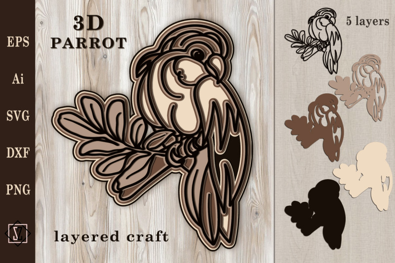 layered-bird-craft-3d-parrot-svg