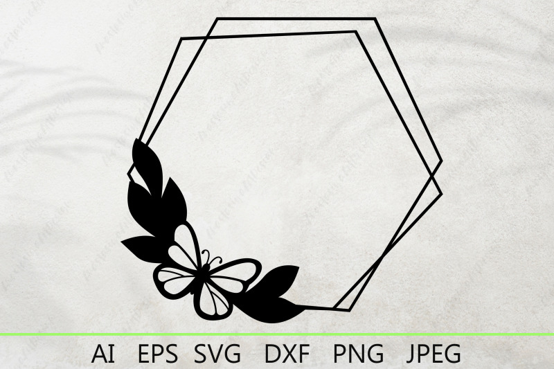 butterfly-geometric-border-svg-monogram-hexagon-frame-svg