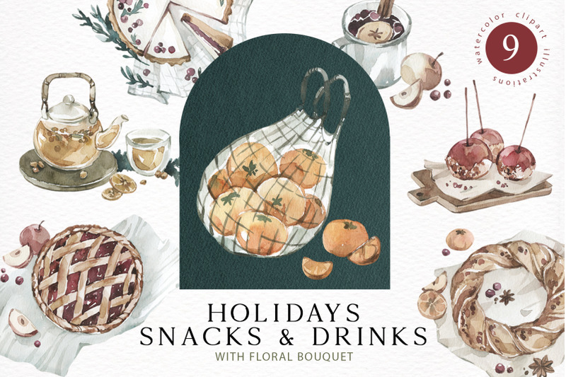 holidays-snacks-amp-drinks-christmas-watercolor-png-clipart