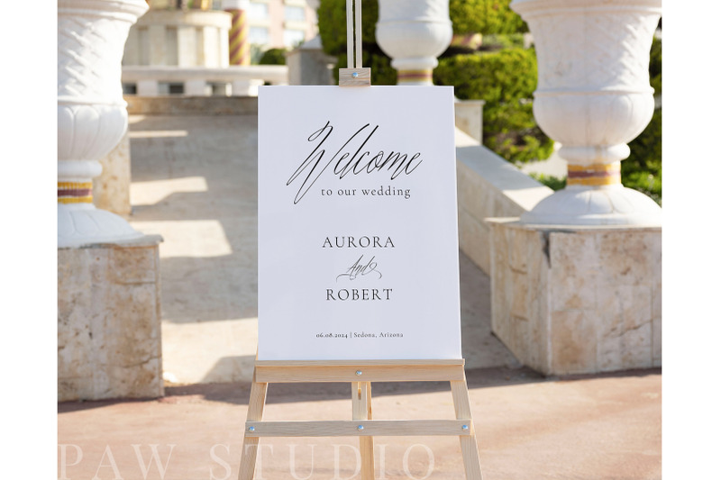 minimal-wedding-welcome-sign-canva-calligraphy-sign-portrait