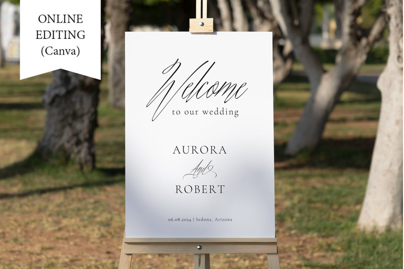 minimal-wedding-welcome-sign-canva-calligraphy-sign-portrait