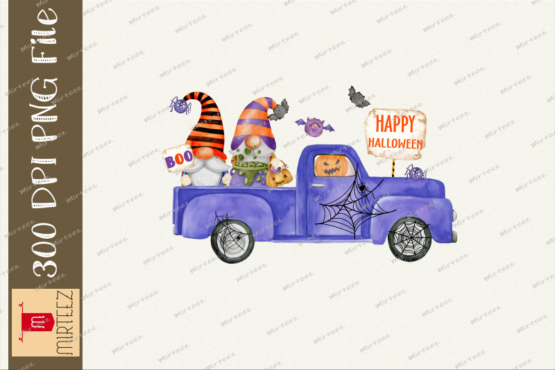 witch-gnome-with-truck-halloween-clipart