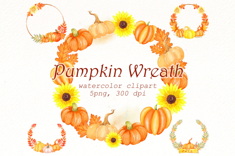 pumpkin-wreath-png-bundle-autumn-wreathes-watercolor