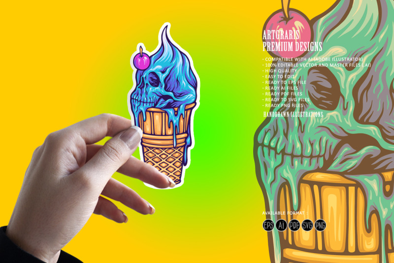 cute-skull-ice-cream-cone-illustrations