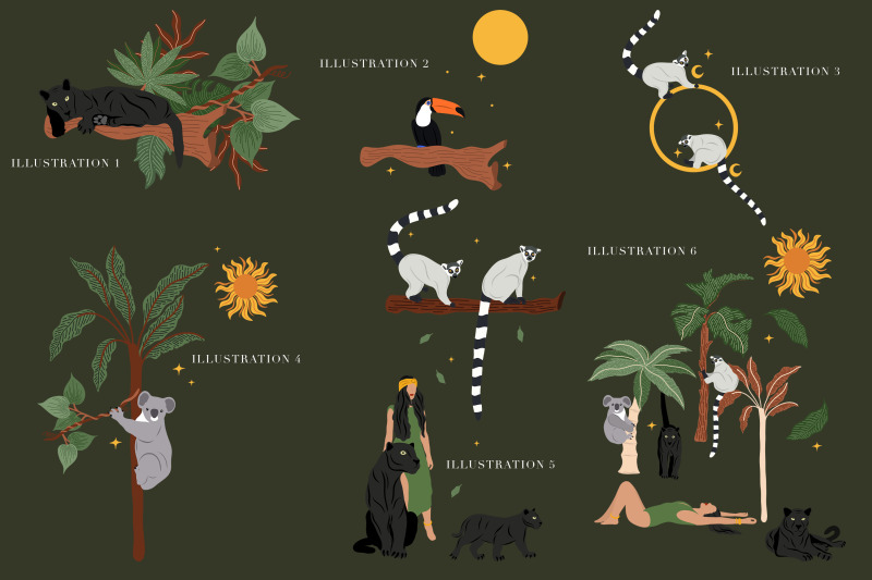 wild-and-free-compositions-vector-illustrations