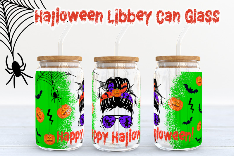 halloween-libbey-can-glass-halloween-messy-bun