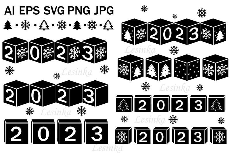 cubes-with-the-number-2023-svg-christmas-clipart