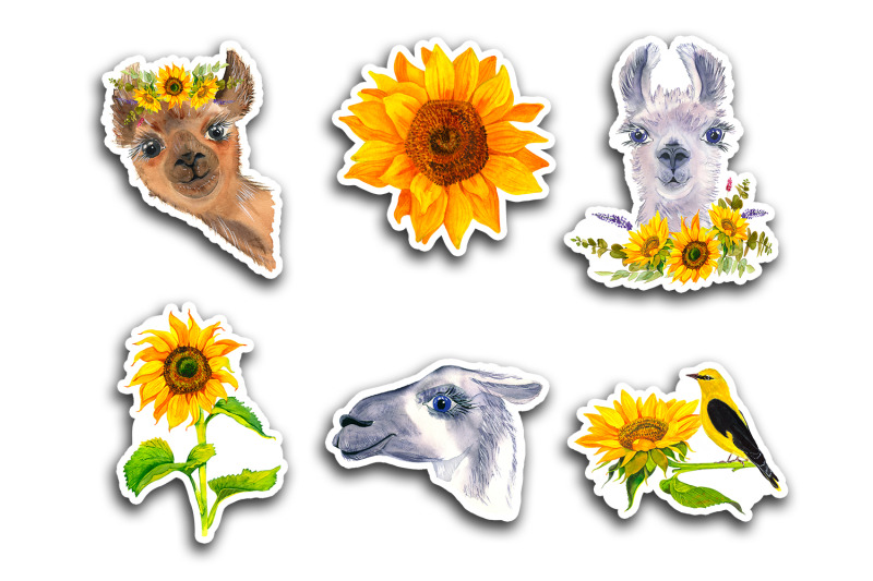 animals-llamas-stickers-6-printable-sunflower-stickers