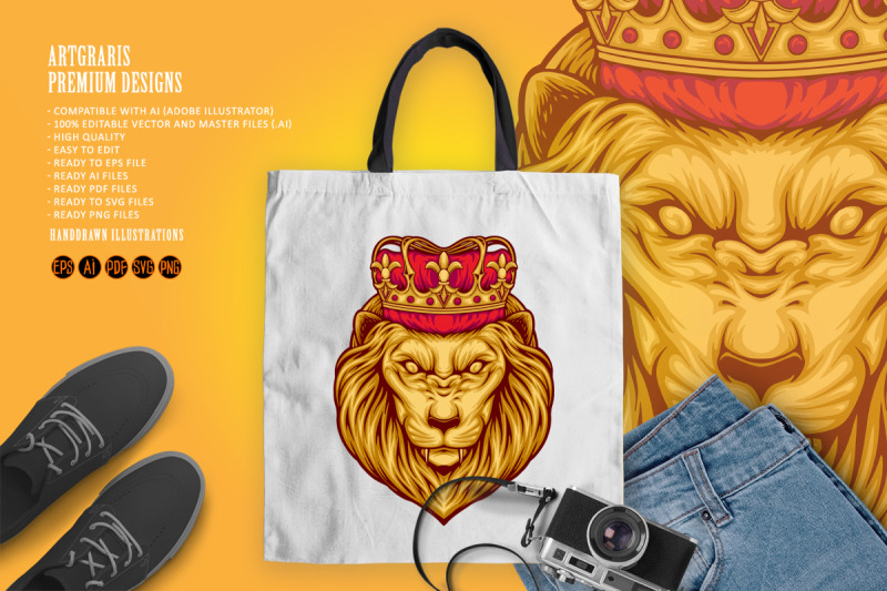 classic-elegant-lion-king-crown-illustrations