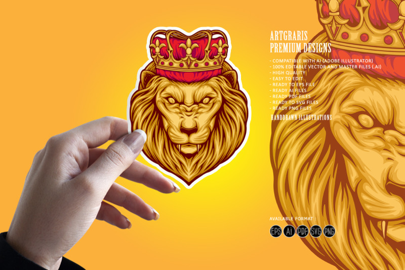 classic-elegant-lion-king-crown-illustrations