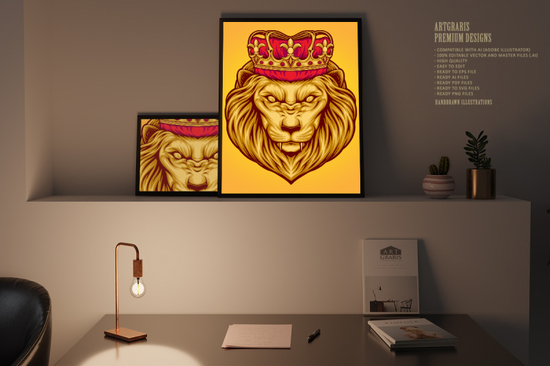 classic-elegant-lion-king-crown-illustrations