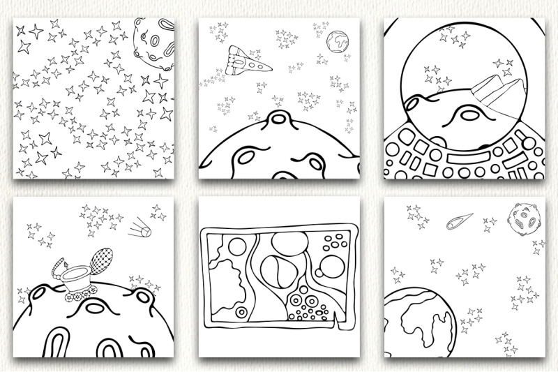 6-coloring-pages-for-kids-outer-space-illustrations