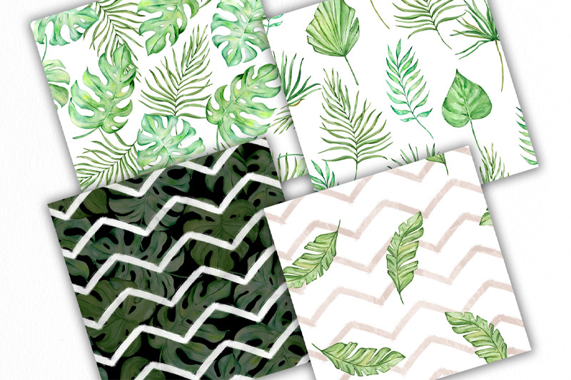 tropical-leaves-watercolor-digital-paper